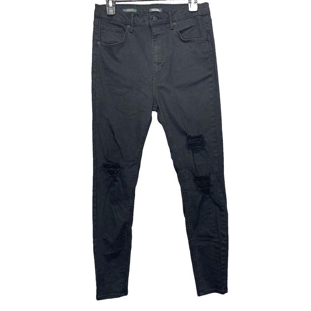 Wild Fable Jeans Women's 10 Black Super-High Rise Distressed Skinny Denim Pants